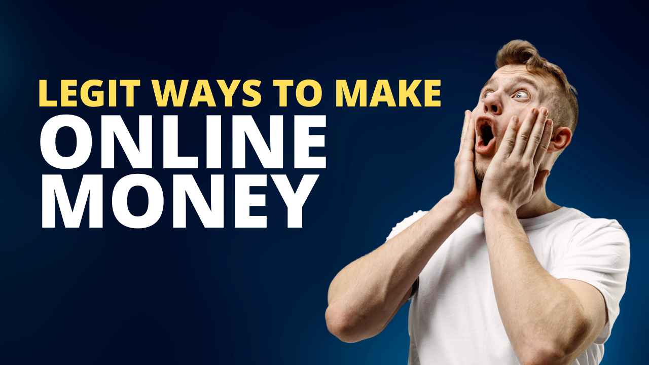 scared guy looking and yellow writing. legit ways to make money online