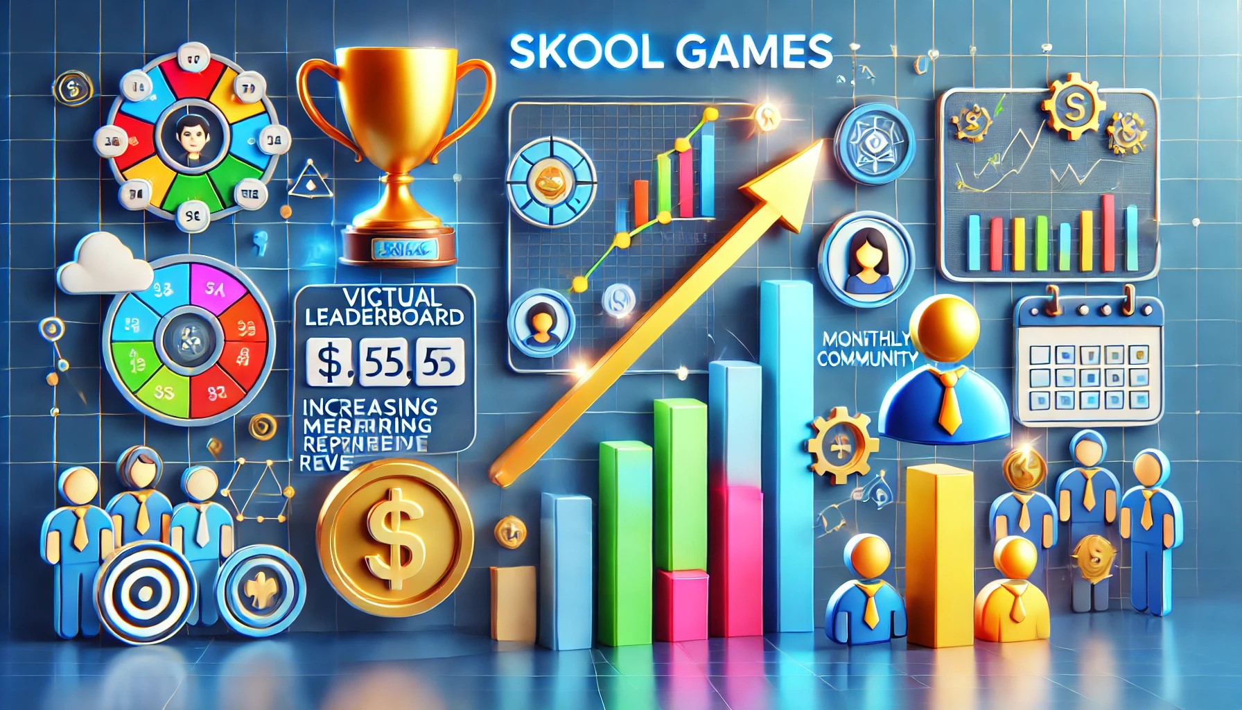 image that visually captures the essence of Skool Games how does skool games work