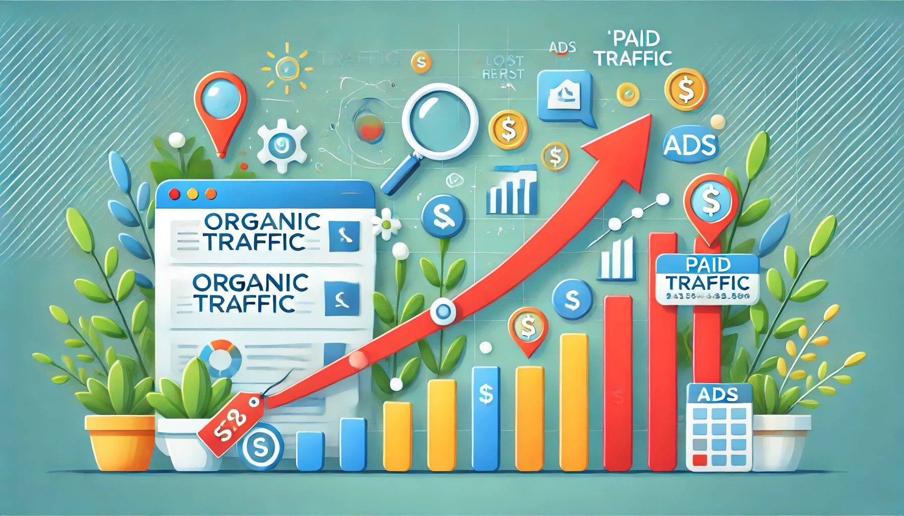 organic traffic for affiliate marketing. image comparing organic traffic and paid traffic for affiliate marketing